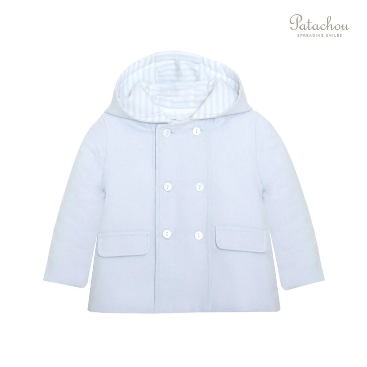 Blue Hooded Cotton Coat