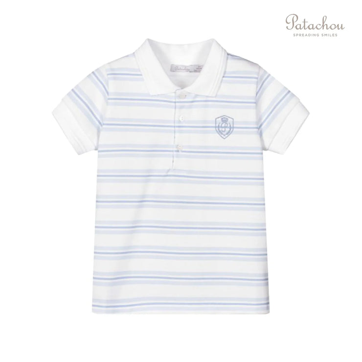 Blue & White Striped Polo Shirt