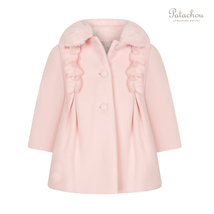 Pale Pink Ruffle Seam Coat
