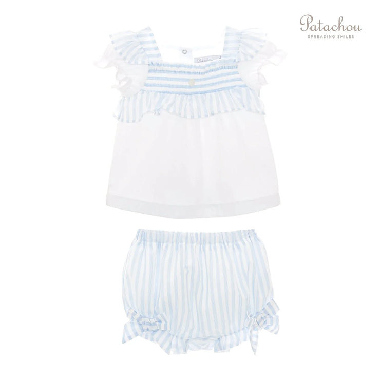 Blue & White Blouse & Bloomers