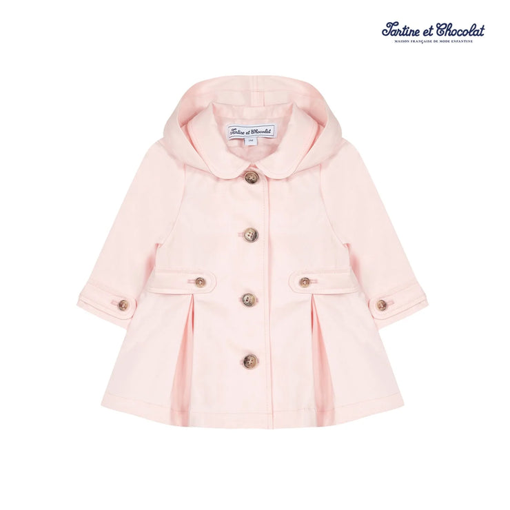 Pink Hooded Trench Coat