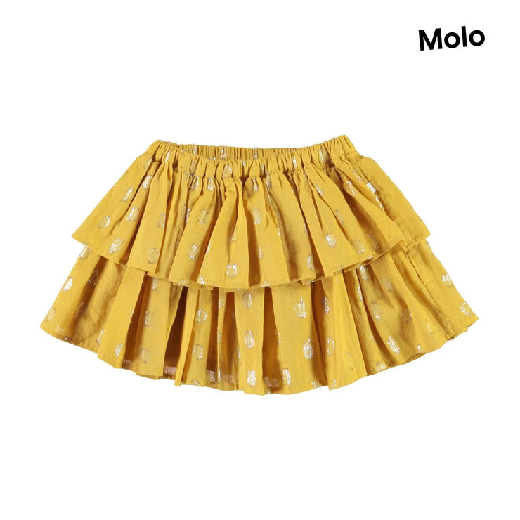 Yellow & Gold Polka Dot Tiered Skirt