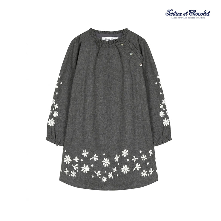 Grey Embroidered Tunic Dress