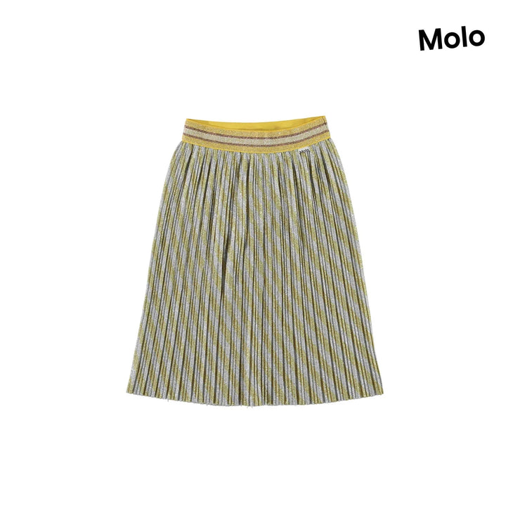 Metallic Gold & Silver Stripe Pleated Skirt