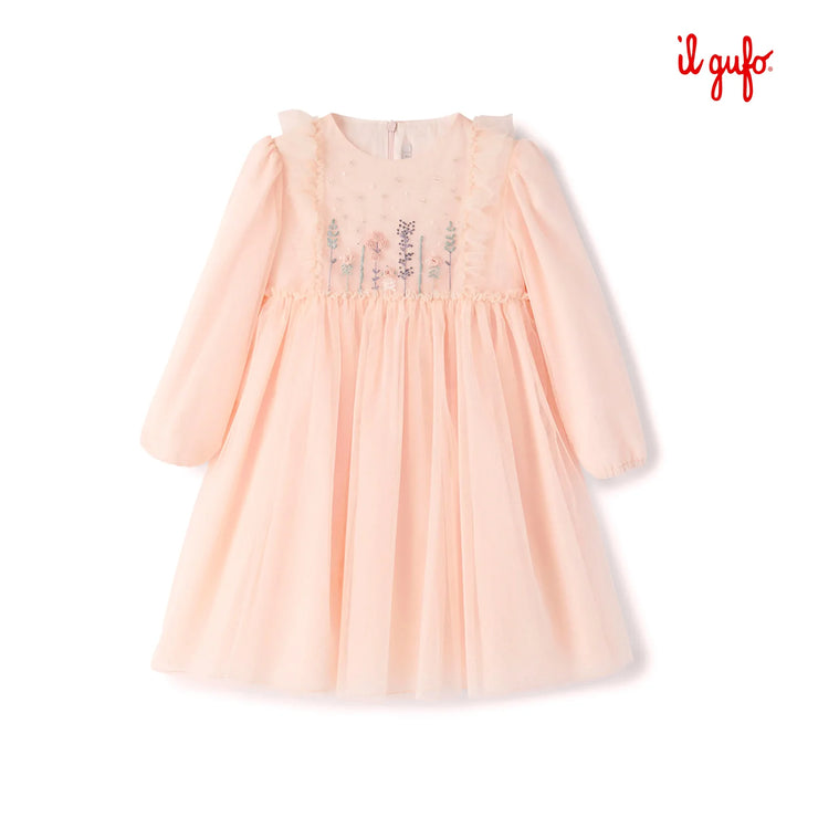 Pink Tulle Embroidered Dress