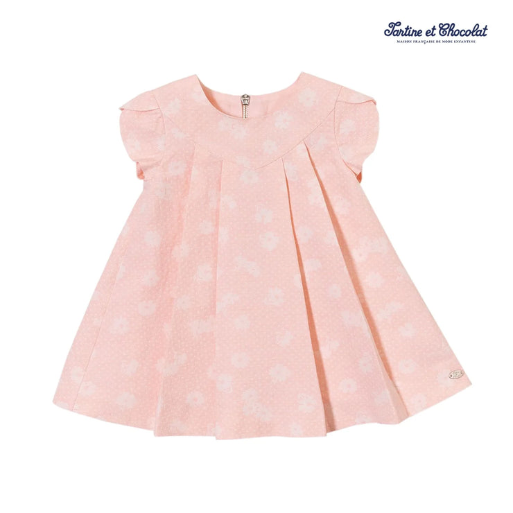 Pink Patterned Short Sleeved Dress