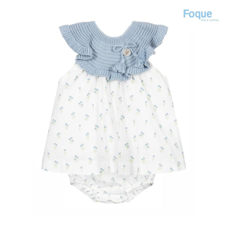Blue Knitted & Patterned Dress & Bloomers
