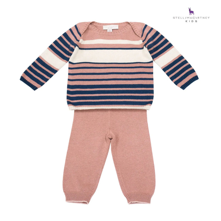 Pink, Navy & Cream Jumper And Trousers