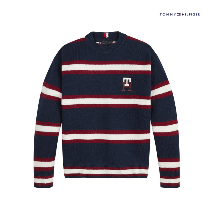 Navy Striped Monogram Sweater