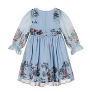 Light Blue Floral Chiffon Dress