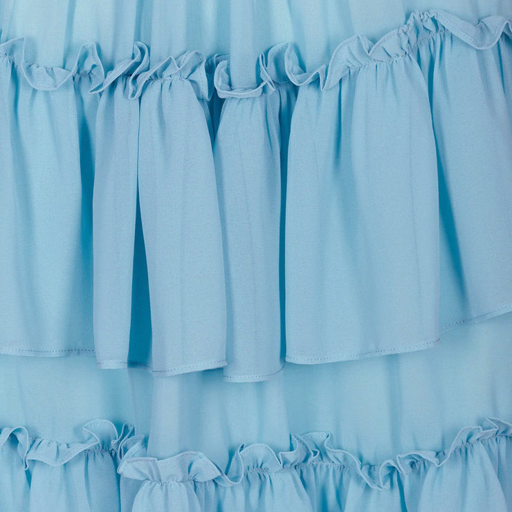 Blue Chiffon Tiered Dress