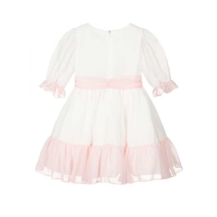 Off White & Pink Chiffon Dress