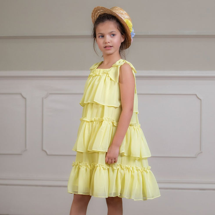 Yellow Tiered Chiffon Dress