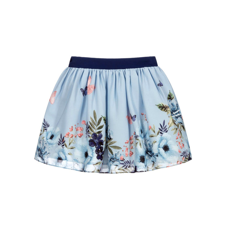 Blue Butterfly Print Skirt
