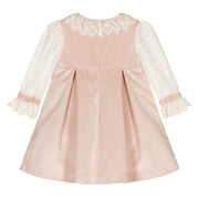 Pink Velvet Lace Trimmed Dress