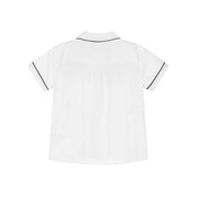 White & Navy Trim Linen Shirt